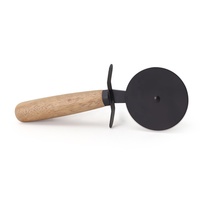 Coupe-tarte circulaire multifonctionnel créatif en acier inoxydable avec manche en bois Couteau à pizza à roue unique