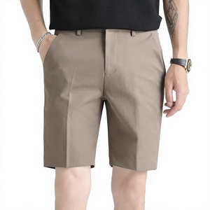 <b>Knee</b> Length 100% Cotton Elastic Waist Anti-Wrinkle Solid Knitted Tailored Men's Shorts Casual Lightweight Breathable Summer - Product Image 1
