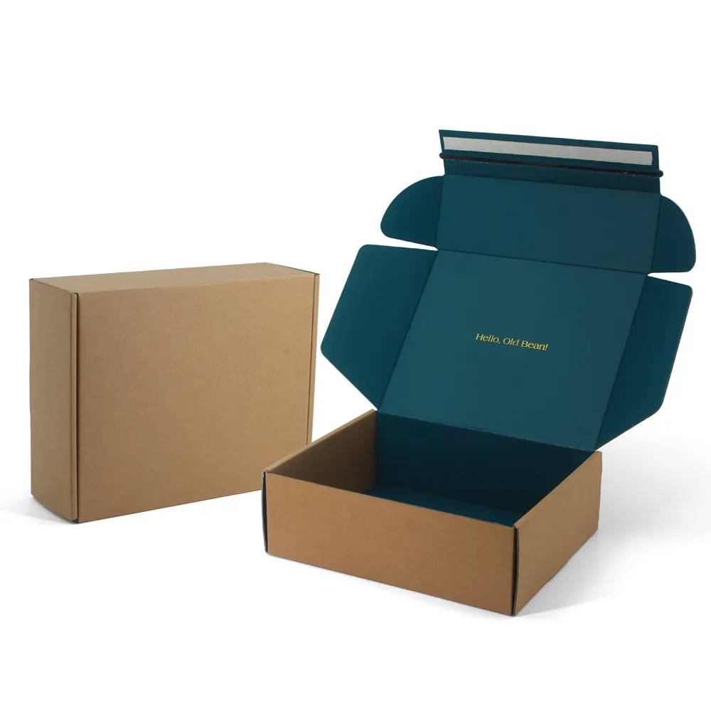 E-commerce personalizzato mailing adesivo teal open postal box peel off strip self seal easy tear off zipper mailer box