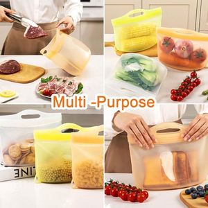 Silicone Storage <b>Bags</b> with Zip Food <b>Bag</b> <b>Freezer</b> Safe Classic Design Multifunction <b>Reusable</b> Leak Proof Meal Prep Organizer - Product Image 3