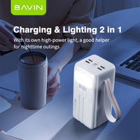 BAVIN Nouvelle batterie externe portable 22,5W 50000mAh avec écran LED PC1032S et câble de charge Type-C