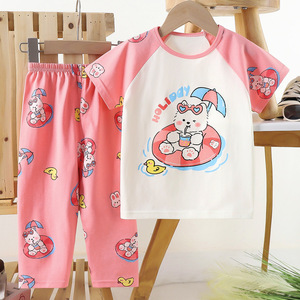 Conjunto de Verano de Manga Corta de Algodón Puro para Niños y Niñas, Camiseta Casual Infantil y Pijama para Estar en Casa - Product Image 6