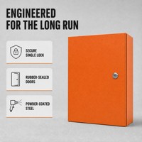 Boîtier électrique mural en acier galvanisé avec revêtement en poudre orange, IP65, porte simple, plaque de montage, couleur personnalisée