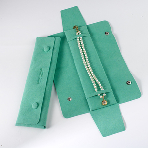 Tùy chỉnh sang trọng da lộn sợi nhỏ trang sức trường hợp Debossed thiết kế vòng cổ quà tặng bao bì Mặt dây chuyền hiển thị Pouch Organizer - Product Image 4