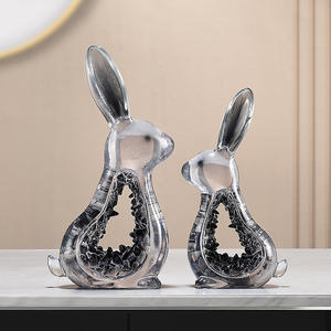 <b>Light</b> Luxury Transparent Gold Foil <b>Rabbit</b> Ornament High-End Epoxy Resin Artistic Folk Art Home Living Room Wine Cabinet TV - Product Image 3