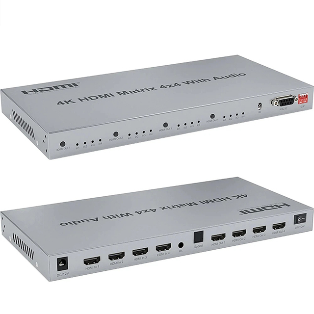 HDMI Matrix 4X4 with audio out 4K 60Hz HDMI 2.0 Matrix Switch 4 in 4 out with audio 4X4 HDMI Matrix Splitter Switch 4K 30Hz