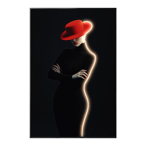 Tritratti femminili alla moda di arte della parete a LED moderni <span class=keywords><strong>in</strong></span> <span class=keywords><strong>nero</strong></span> rosso originale Figure <span class=keywords><strong>ritratto</strong></span> dipinti casa soggiorno arredamento Neon Art - Product Image 1