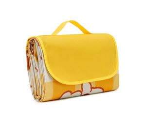 Bear <b>Yellow</b> White Grid Extra Large Picnic <b>Blankets</b> Portable Oversized Waterproof Outdoor Beach <b>Blanket</b> Camping Grass Mat - Product Image 1