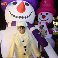 Costume gonflable géant de bonhomme de neige de dessin animé pour défilé de Noël avec souffleur