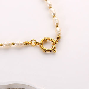Aretas 2025 otoño joyería Simple collar de cadena de perlas de agua dulce de alta calidad 18K chapado en oro cierre de acero inoxidable gargantilla mujeres - Product Image 6