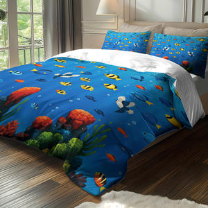 Ensemble <span class=keywords><strong>de</strong></span> literie pour enfants sur le thème <span class=keywords><strong>de</strong></span> l'océan 3 pièces-<span class=keywords><strong>Housse</strong></span> <span class=keywords><strong>de</strong></span> <span class=keywords><strong>couette</strong></span> personnalisable Tortue et <span class=keywords><strong>poisson</strong></span> avec taies d'oreiller Décoration sous-marine - Product Image 3