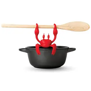 Heat Resistant Red The Crab Silicone Utensil Rest Steam Release Silicone Spoon Rest Kitchen And Utensil Holder For Stove Top