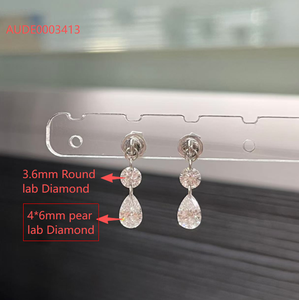 ต่างหูทอง 10k รุ่น Starsgem ประดับเพชรสองเม็ดทรงหยดน้ำ เพชรเลี้ยงในห้องปฏิบัติการ - Product Image 3