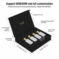 Ensemble d'emballage de parfum noir de luxe sur mesure, boîte rigide pliable à fermeture magnétique avec insert personnalisé