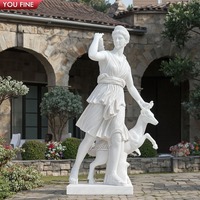 YOUFINE décoration de terrain de chasse exquise Antique grandeur nature blanc Artemis marbre Diana Hunter Dieu Statue à vendre