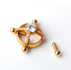 UNIQ Non <strong>Piercing</strong> 316L Surgical Steel Adjustable Diamond Nipple <strong>Clamp</strong> with 4 Screws