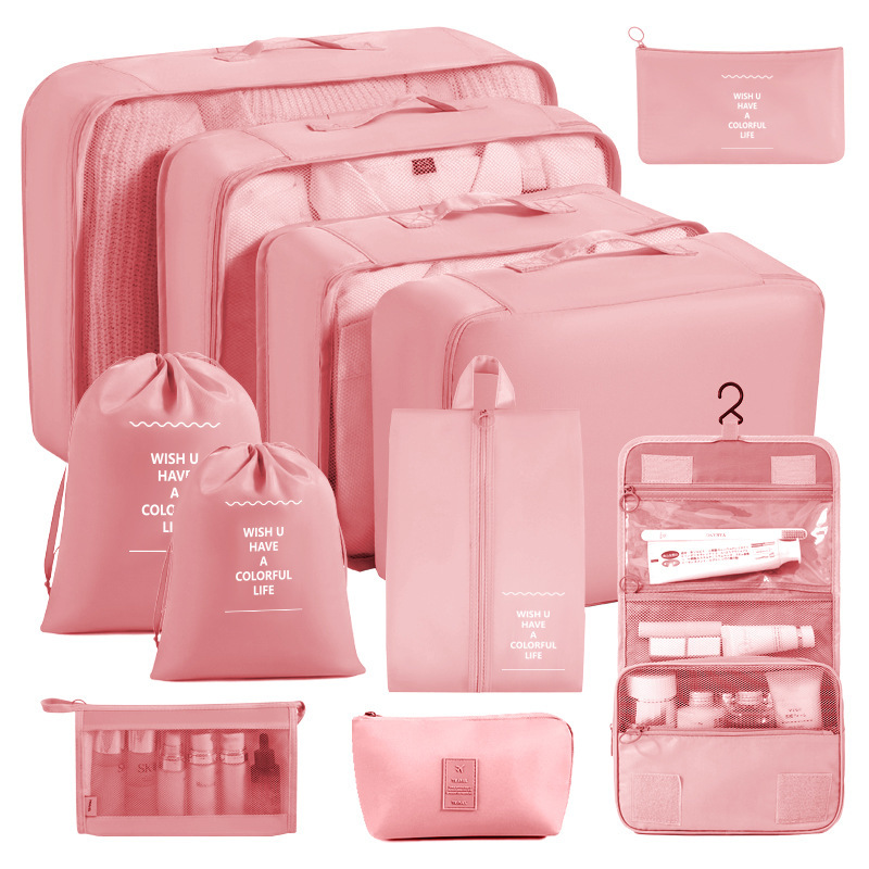 [ชุดเครื่องสำอางและอุปกรณ์อาบน้ำ 11 ชิ้น] สีชมพู