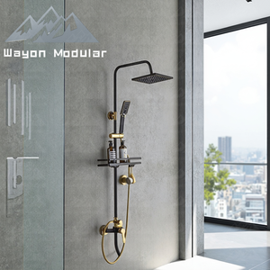 <span class=keywords><strong>Colonne</strong></span> <span class=keywords><strong>de</strong></span> <span class=keywords><strong>douche</strong></span> <span class=keywords><strong>de</strong></span> luxe en or noir Wayon avec tête <span class=keywords><strong>de</strong></span> pluie étagère intégrée pour la mise à niveau <span class=keywords><strong>de</strong></span> la salle <span class=keywords><strong>de</strong></span> bain moderne - Product Image 5