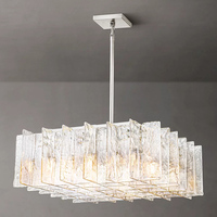 Luminaire suspendu en cristal pour table à manger, décoration de villa, suspension en verre linéaire moderne carrée rectangulaire