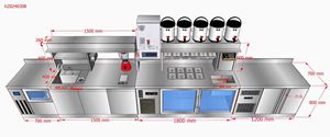 Comptoir de travail commercial complet <span class=keywords><strong>avec</strong></span> bar à <span class=keywords><strong>eau</strong></span> à température normale et <span class=keywords><strong>d</strong></span>écoupe personnalisée, idéal pour les salons de thé et les bars à cocktails - Product Image 3