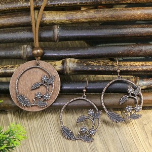 Ensemble collier et boucles d'oreilles en alliage Bohemia, design géométrique, plaqué bronze antique, bijoux pour femmes, ensemble tendance - Product Image 3
