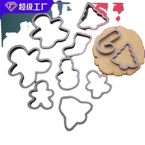 Plastic cookie molds Christmas Tree gingerbread man bell Socks Candy Holiday baking tools Press cutters