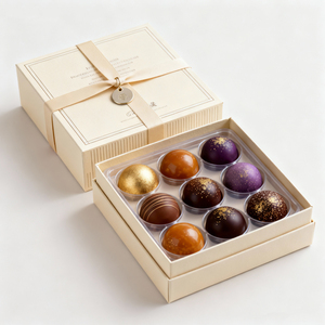 Chocoladebonbons verpakking met logo, folie hete-stamping, doos met verdelers voor goede kwaliteit chocolade. - Product Image 2