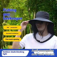 Sombrero de ocio plegable de malla con mosquitera de ala ancha, ideal para pesca al aire libre y apicultura, venta al por mayor, tipo bucket.