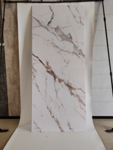 Panneau mural de douche en PVC marbre blanc doré 1/1,2 m, qualité supérieure, imperméable, finition UV, panneau décoratif pour salle de bain - Product Image 5