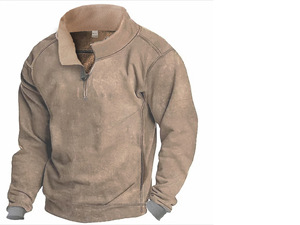 Nuova felpa con colletto rialzato Casual mezza Zip in velluto Double-face giacca autunno e inverno da uomo - Product Image 6