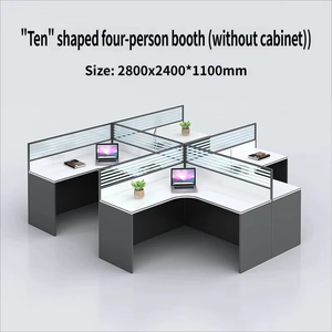 Postazione di Lavoro per Ufficio in Legno, Scrivania Modulare per 4 Persone, Tavolo da Lavoro per Ufficio - Product Image 6