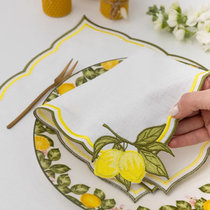 Tùy Chỉnh Bán Buôn Màu Sắc Vải Lanh Thêu Vuông Đám Cưới Sò Cạnh Khăn Ăn Bàn Đám Cưới Khăn Ăn Bán Buôn - Product Image 4