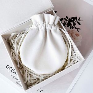 Creamy <b>White</b> Drawstring <b>Gift</b> <b>Bag</b> Luxury Velvet Jewelry Pouch Customizable Color & Logo for Brand Packaging & <b>Gift</b> Giving - Product Image 3
