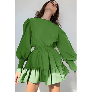 Abito con scollo rotondo e maniche a lanterna - Product Image 1