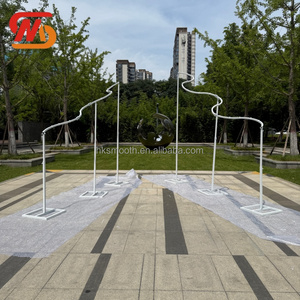 SMS Wedding Stage <b>Party</b> Decoration Drapery Background Arch Stand Adjustable Frame Milk Silk <b>Backdrop</b> Wall Arch Stand - Product Image 4