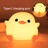 TAIKOO Lampe de Nuit LED Tactile Canard en Silicone pour Chambre de Bébé, Veilleuse LED Sûre avec Silicone Doux