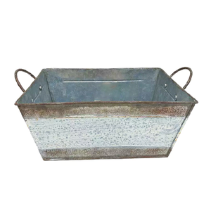 <span class=keywords><strong>Macetas</strong></span> rectangulares de metal Vintage, cubo para verduras y frutas, <span class=keywords><strong>macetas</strong></span> de flores galvanizadas <span class=keywords><strong>con</strong></span> asas de metal - Product Image 3