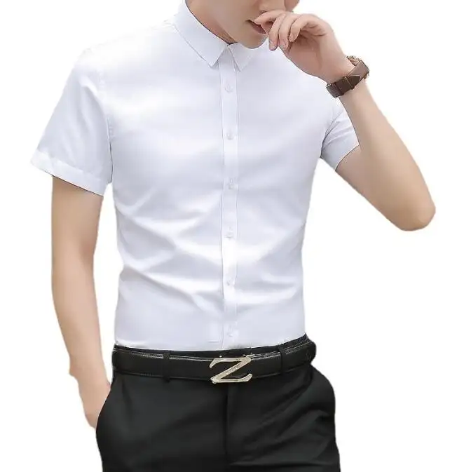 Camicia bianca da uomo a maniche corte da lavoro formale con utensili professionali camicia a mezza manica bianca di grandi dimensioni disponibile