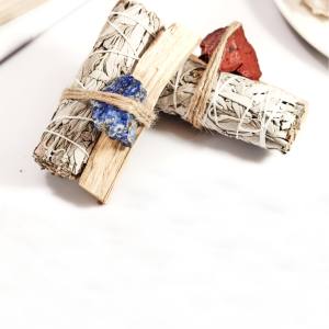 Bundles de sauge blanche Sauge bleue Fleur de lavande Bâton Dragon Sang Sauge Cristal Bénédictions Palo Santo Encens Religieux - Product Image 6