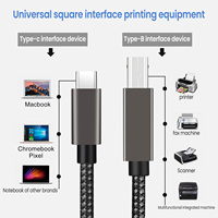 Câble tressé Type-C vers Type-B mâle avec gaine en nylon imprimée pour téléphone portable, tablette, ordinateur portable, ordinateur, imprimante HP, Epson, Canon