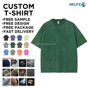 Camiseta OEM Retro 100% Algodón Grueso para Hombre, Corte Regular, Tejido Sólido, Impresión DTG, Camiseta Lisa, Lavado Ácido, Estilo Vintage, Personalizable - Product Image 2