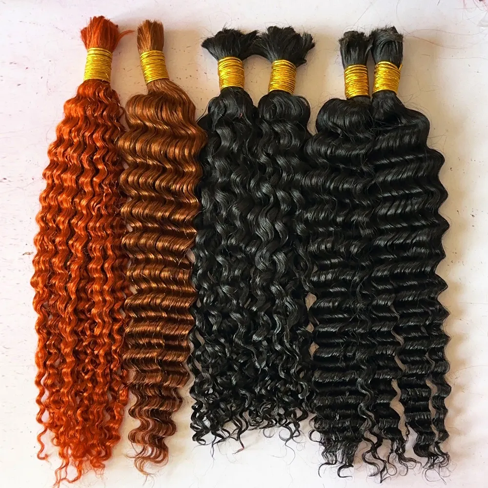 Wholesale Unweft Wavy And Curly Virgin Brazilian Bulk Human Hair For Braiding