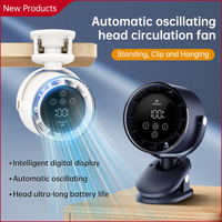 Ventilateur de poussette oscillant automatique 100 vitesses, 3600 mAh, petit ventilateur de refroidissement USB rechargeable à clipser pour voyage et camping