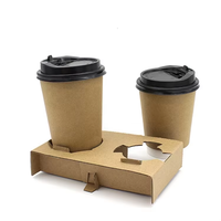 Vente en gros Porte-gobelet à café à double paroi Plateau Papier biodégradable pour boissons chaudes et froides Porte-gobelet à café à emporter