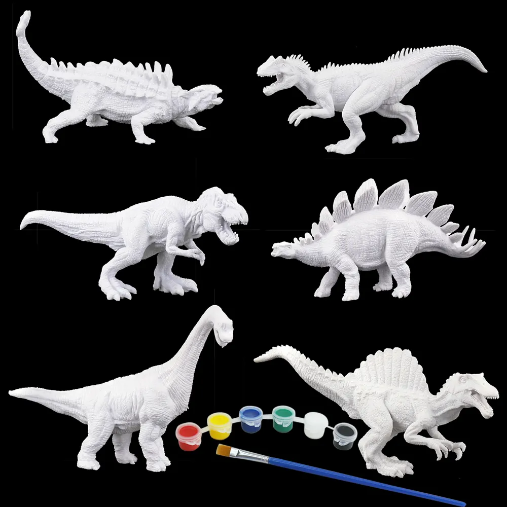 Make your own color educational intelligent unpaint white dinosaur model set diy drawing toy for kids