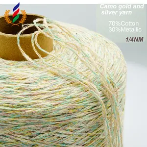 Fil à tricoter et crochet en coton de bambou métallique 1 4NM fil mélangé Flash à haute élasticité bambou