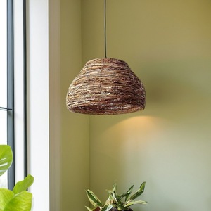 Lampe suspendue en rotin ronde E27 LED à tête unique, style Zen, pour salon et chambre à coucher - Product Image 4