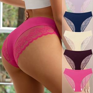 Ventes en gros de sous-vêtements sexy en dentelle pour femmes grandes tailles, lingerie transparente tendance pour jeunes filles, culotte élégante transparente - Product Image 4
