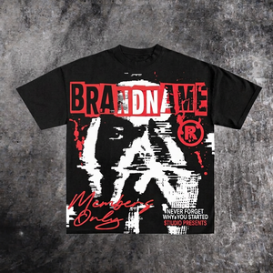 เสื้อยืดสตรีทแวร์ผ้าคอตตอน 100% หนานุ่ม พิมพ์ลายตามสั่ง ไม่ยับง่าย พร้อมโลโก้ที่คอหลัง ทรงโอเวอร์ไซส์ สำหรับผู้ชาย - Product Image 1