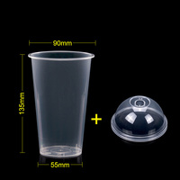 Gobelet en plastique PP de haute qualité, transparent, jetable, pour jus de fruits, boissons froides, avec couvercle